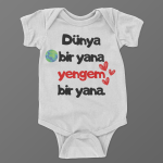 Dünya Bir Yana Yengem Bir Yana Baskılı Body Zıbın