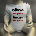 Dünya Bir Yana Amcam Bir Yana Body Baskılı Zıbın