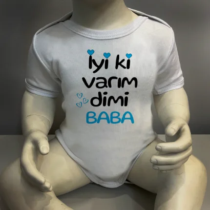 İyi Ki Varım Dimi Baba Mavi Body Baskılı Zıbın