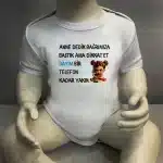 Anne Dedik Bağrımıza Bastık Dikkat Et Dayım Bir Telefon Kadar Yakın Kız Baskılı Body Baskılı Zıbın