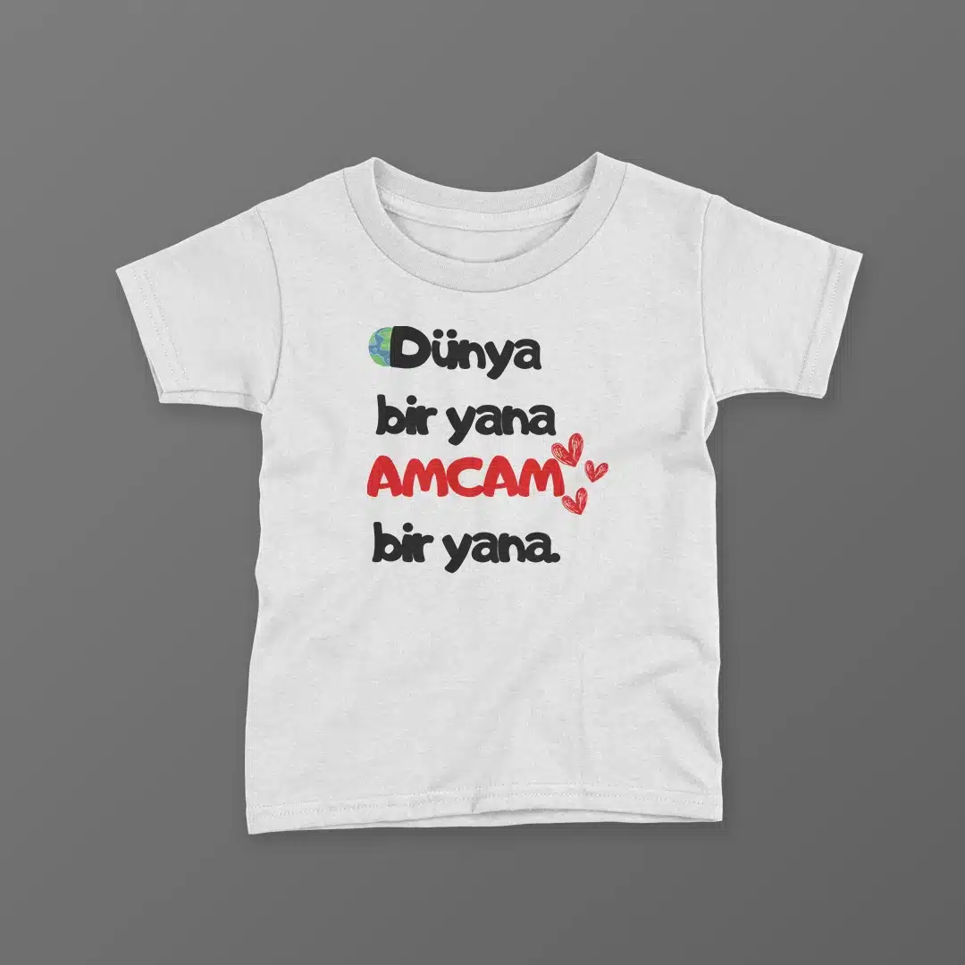 Dünya Bir Yana Amcam Bir Yana Baskılı Tişört Dünya Bir Yana Amcam Bir Yana Baskılı Tişört