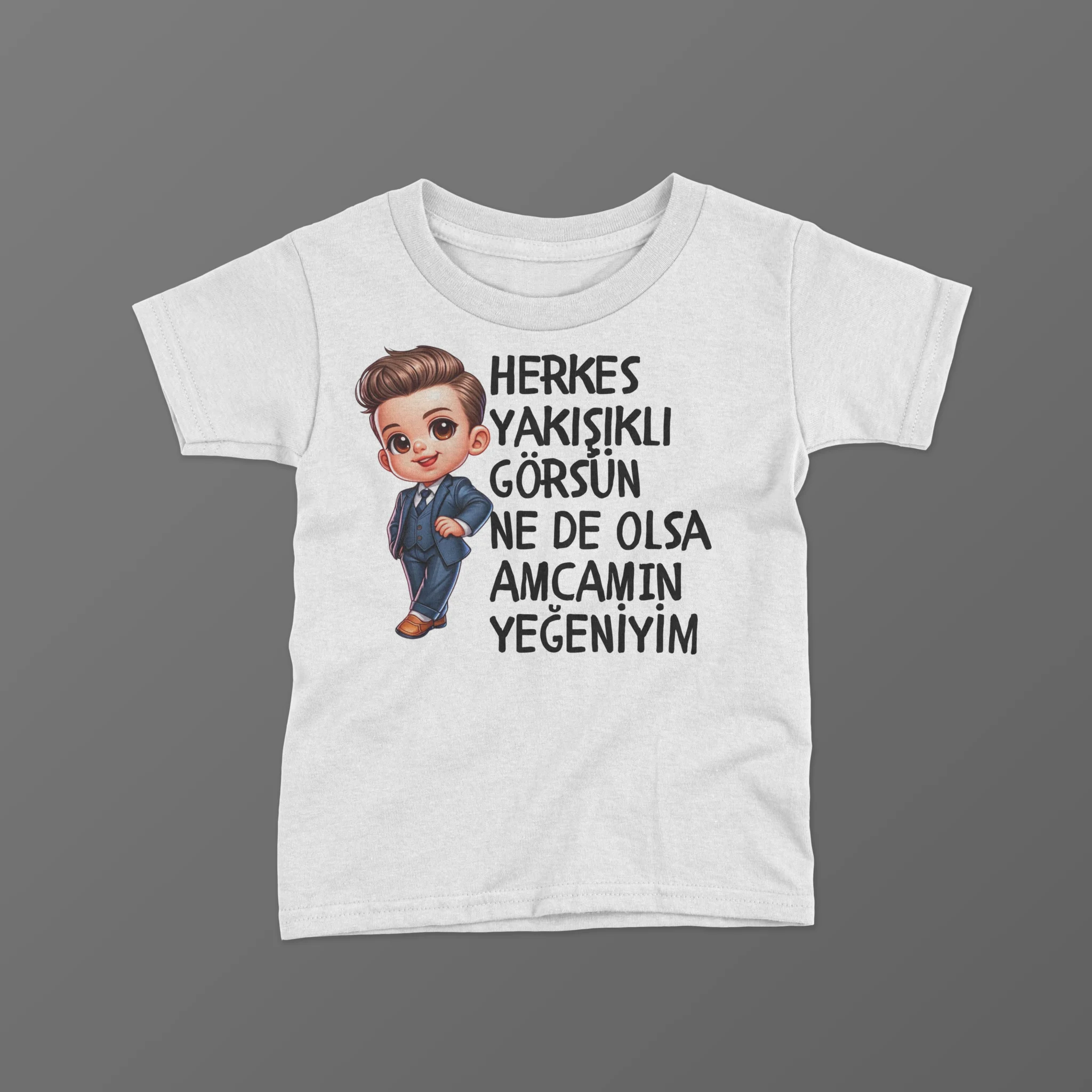 Herkes Yakışıklı Görsün Ne De Olsa Amcamın Yeğeniyim Erkek Çocuk Baskılı Tişört Herkes Yakışıklı Görsün Ne De Olsa Amcamın Yeğeniyim Erkek Çocuk Baskılı Tişört