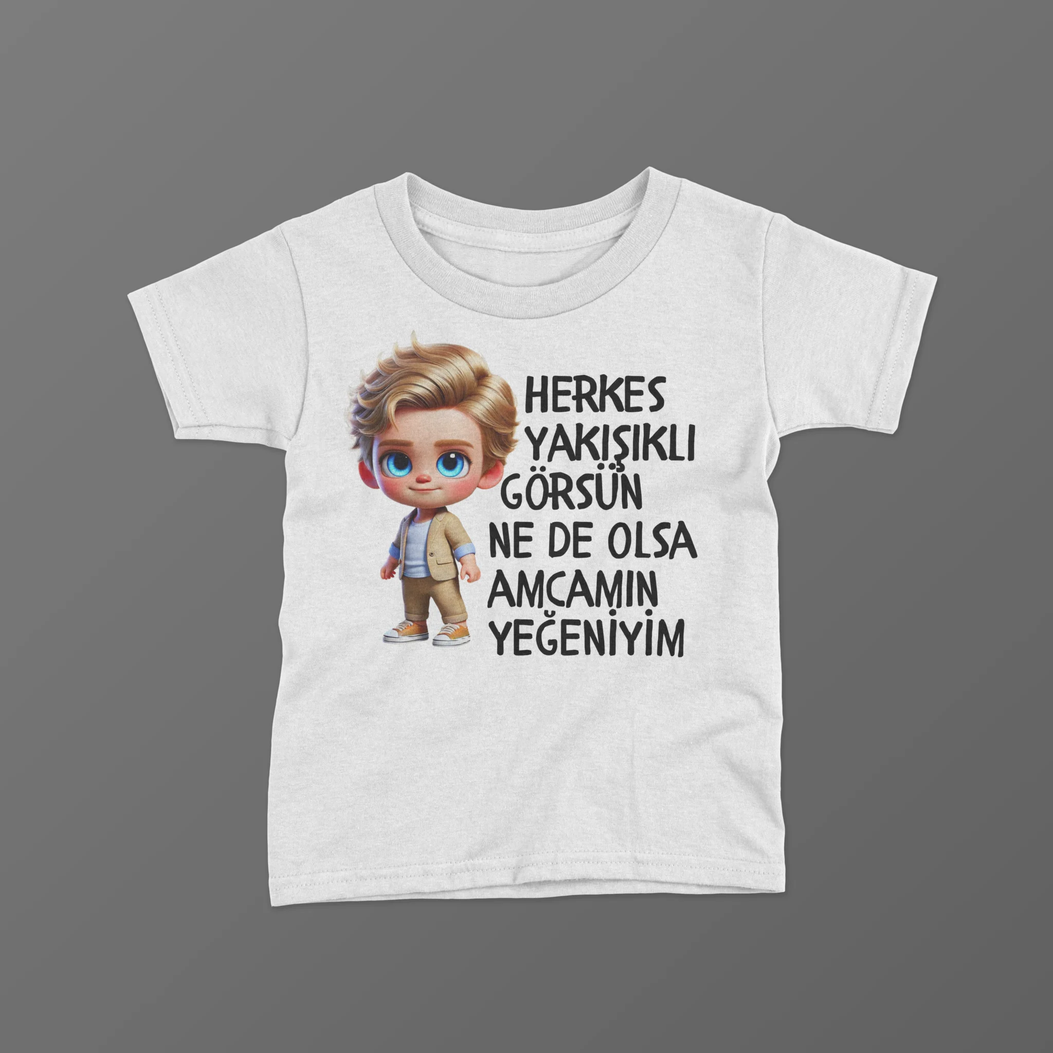 Herkes Yakışıklı Görsün Ne De Olsa Amcamın Yeğeniyim Sarışın Baskılı Tişört Herkes Yakışıklı Görsün Ne De Olsa Amcamın Yeğeniyim Sarışın Baskılı Tişört