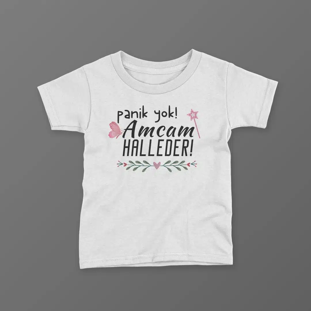 Panik Yok Amcam Halleder Pembe Kelebek Baskılı Tişört Panik Yok Amcam Halleder Pembe Kelebek Baskılı Tişört