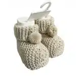 Açık Kahve Ponponlu Bebe Patik Bebek Patiği