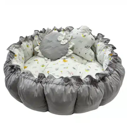 Gri Desenli Babynest Gri Desenli Bebek Yuvası Ters Yüz