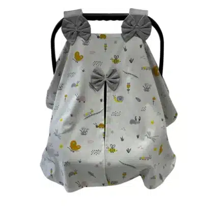 Gri Desenli Puset Örtüsü ve Puset Minderi