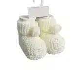 Kırık Beyaz Ponponlu Bebe Patik Bebek Patiği