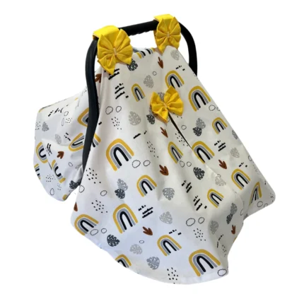 Sarı Desenli Puset Örtüsü Yandan