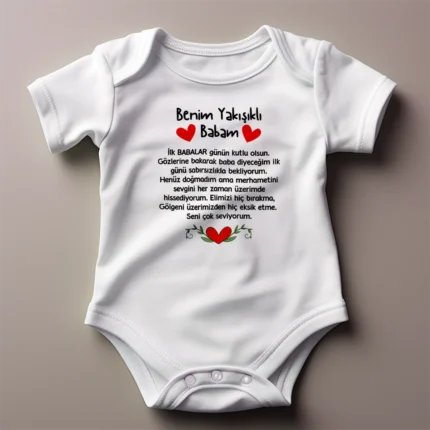 Benim Yakışıklı Babam Babalar Günü Baskılı Zıbın