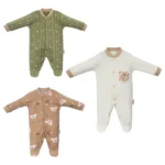 Koala Baskılı Erkek Bebek Patikli Üçlü Tulum