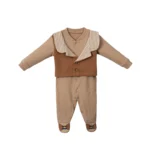 Çizgili Yaka Gentleman Erkek Bebek Yelekli Tulum