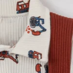 Excavator Desenli Salopetli Erkek Bebek Örme Tulum - Görsel 2