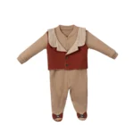 Çizgili Yaka Gentleman Erkek Bebek Yelekli Tulum - Görsel 2