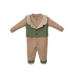 Çizgili Yaka Gentleman Erkek Bebek Yelekli Tulum - Görsel 3