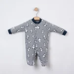 Panda Baskılı Erkek Bebek Patikli Üçlü Tulum - Görsel 4