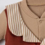 Çizgili Yaka Gentleman Erkek Bebek Yelekli Tulum - Görsel 5