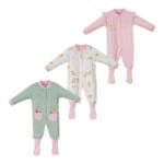 Manolya Ördek Temalı Kız Bebek Üçlü Tulum