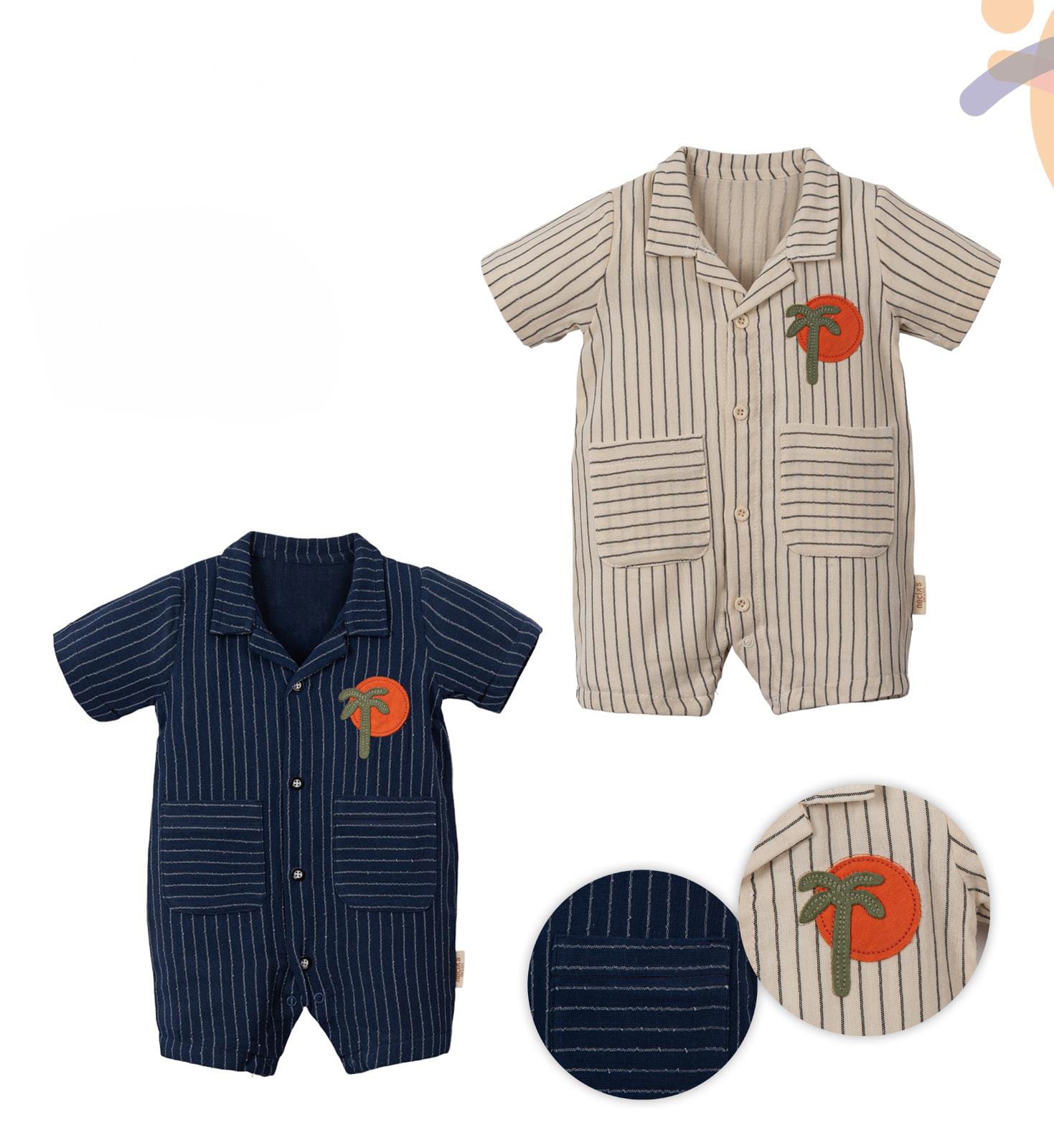 palmiye-baskili-erkek-bebek-tul-a8310a Palmiye Baskılı Erkek Bebek Tulum - Görsel 1