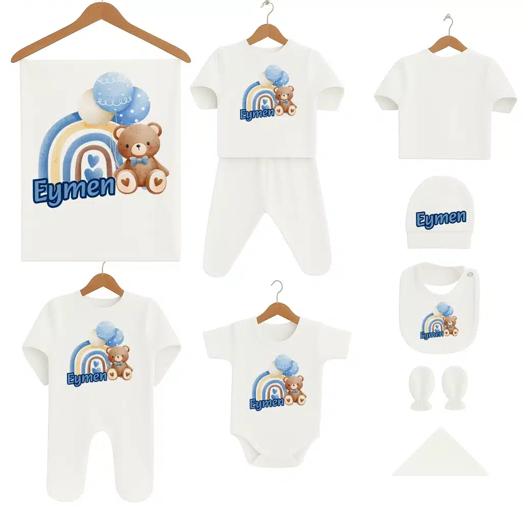 Isme-Ozel-Hastane-Cikis-Seti-Ayicik-Mavi-Gokkusagi.webp İsme Özel Hastane Çıkış Seti Ayıcık Mavi Gökkuşağı - Görsel 1